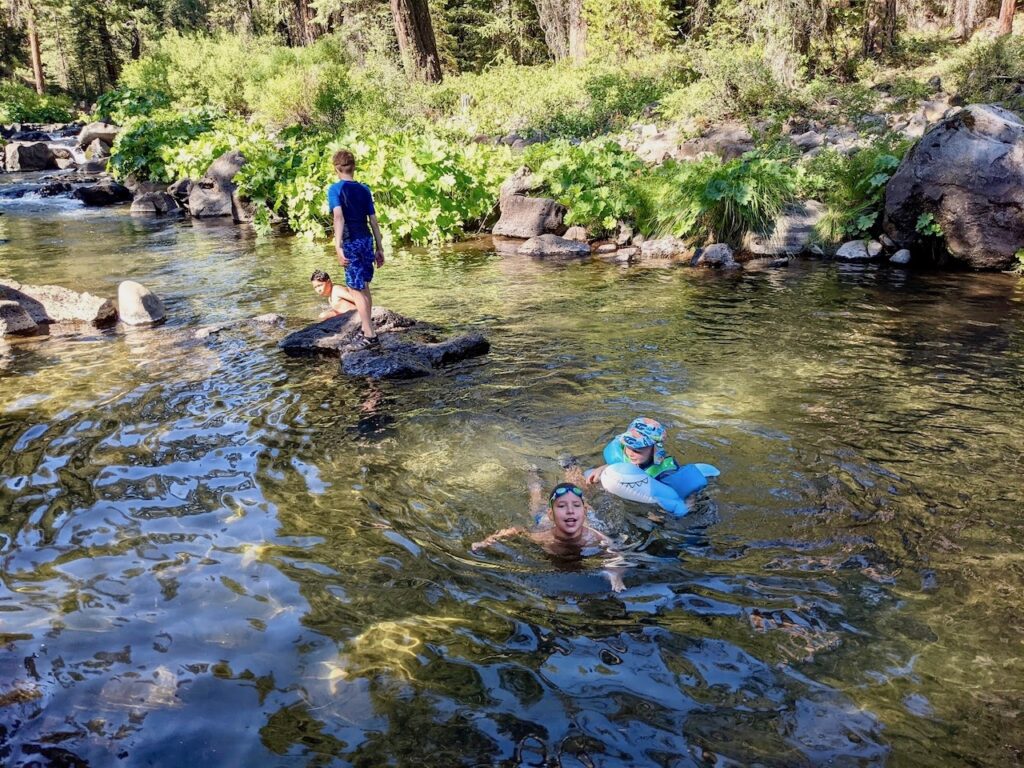 kids swimming in the McCloud River California