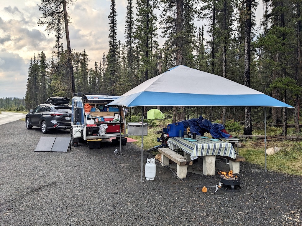 campsite #2 with teardrop trailer Silverhorn Creek Campground Banff National Park 