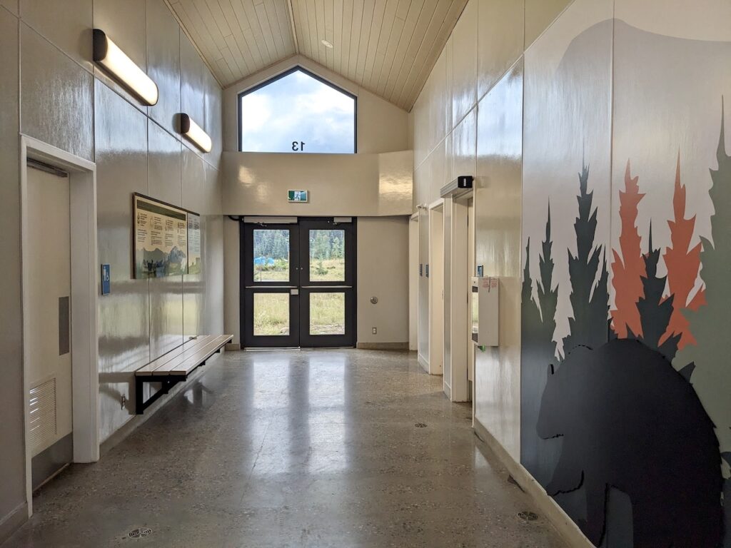 interior of the washrooms at Whistlers Campground Jasper National Park