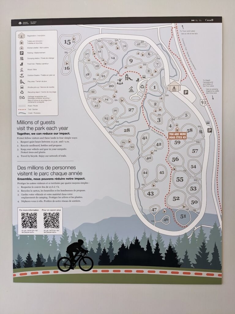 Whistlers Campground map Jasper National Park Alberta