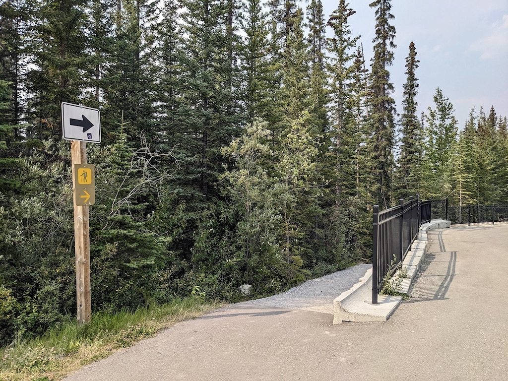 Mistaya Canyon trailhead as seen from parking lot Canadian Rockies