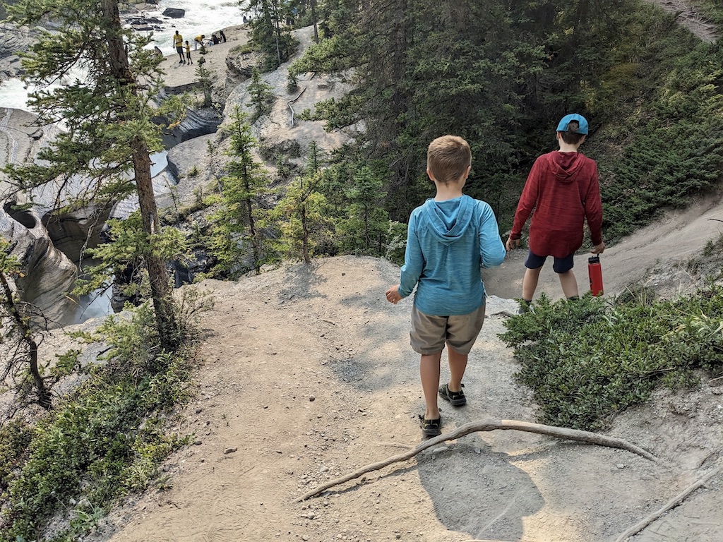 kids on the Mistaya Canyon Trail Banff National Park