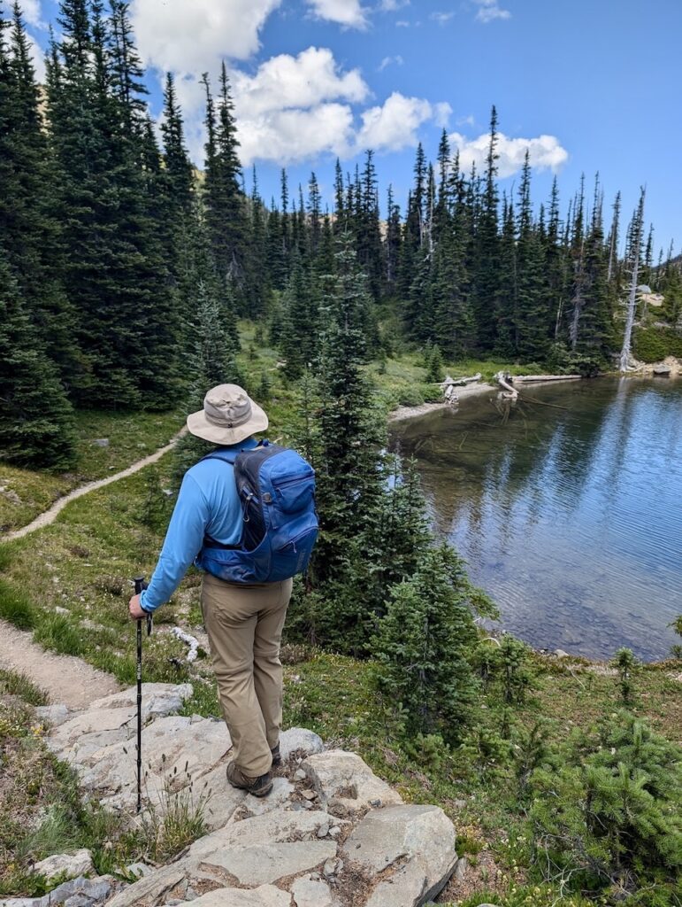 hiking by Moose Lake Olympic Mountains Washington State
